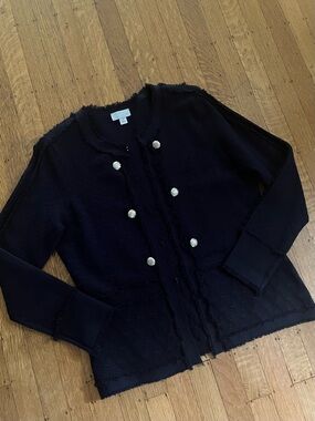 Carlisle Navy Knit Jacket with Ornate -Style Buttons